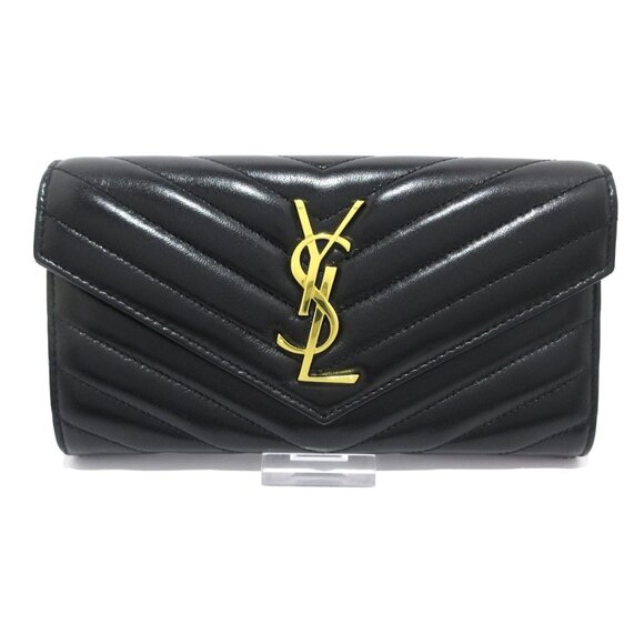 SAINT LAURENT PARIS Cassandra Matelasse Large Flap Wallet Black 751-050325 - Picture 1 of 13